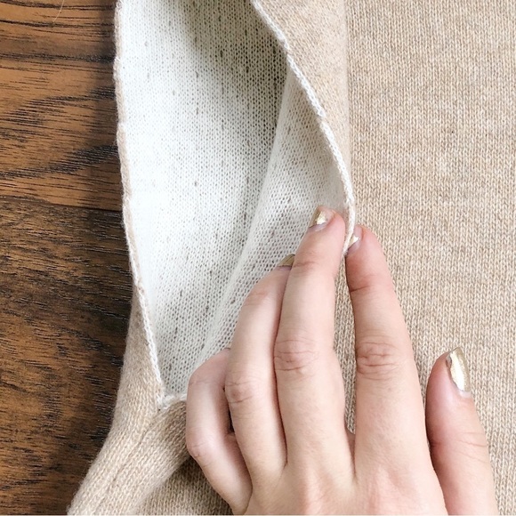 Note di Anita • cashmere knit sweater cape poncho button front beige chevron - Picture 7 of 8